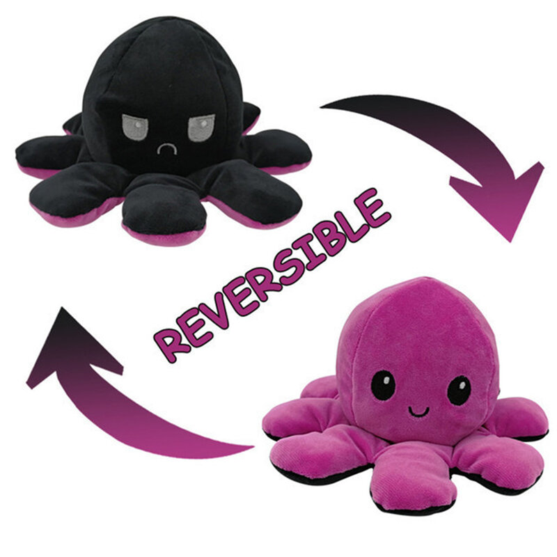 Octopus Knuffel Mood Octopus Plush Reverisble Double Side Octopus Plush Moody Flip Octopus Doll Double Sided Emotion Angry