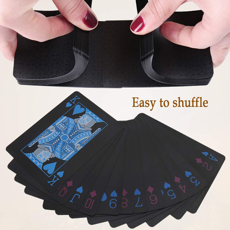 품질 방수 PVC 플라스틱 카드 놀이 포커 클래식 매직 트릭 도구 순수 블랙 매직 박스 포장 카드 놀이 상자