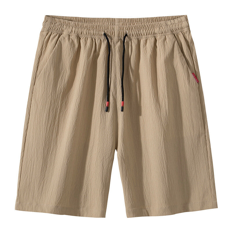 Mais tamanho com cordão calças curtas calções de verão respirável fino solto praia shorts dos homens na altura do joelho-comprimento sono bottoms
