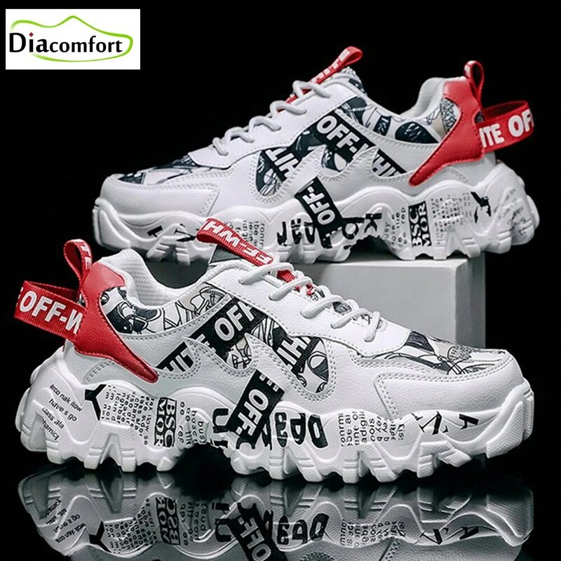 2021 Men's Sneakers Fall Fashion Tennis Casual Shoes Couple Printing Shock Absorption Outdoor Sneakers Comfortable Walking Shoes