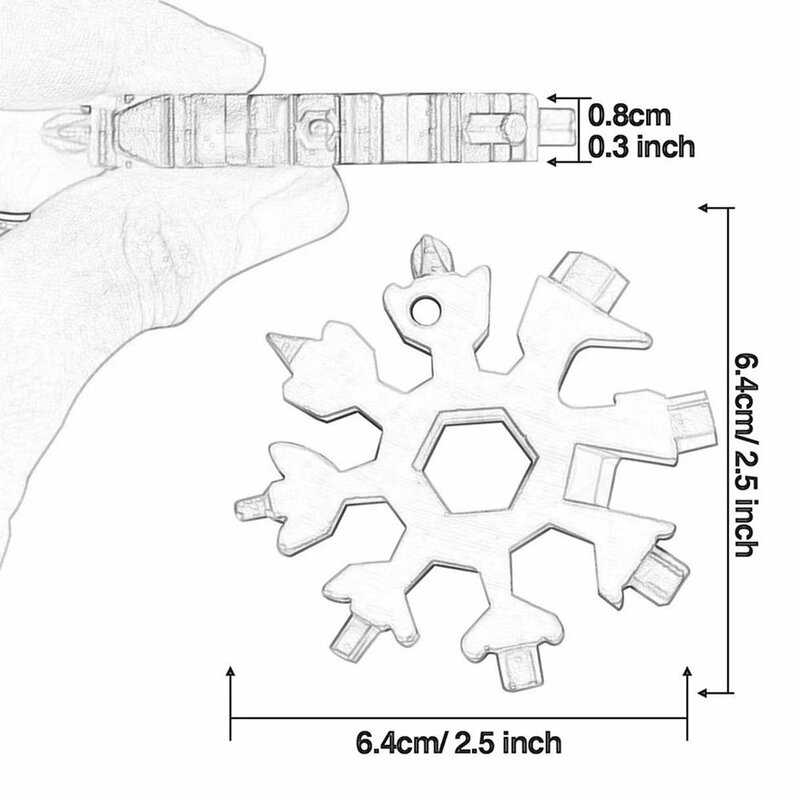 Wielofunkcyjny 18 w 1 Snowflake kilka kieszeni narzędzie brelok klucz oczkowy klucz sześciokątny klucz narzędzia narzędzia ręczne przenośne
