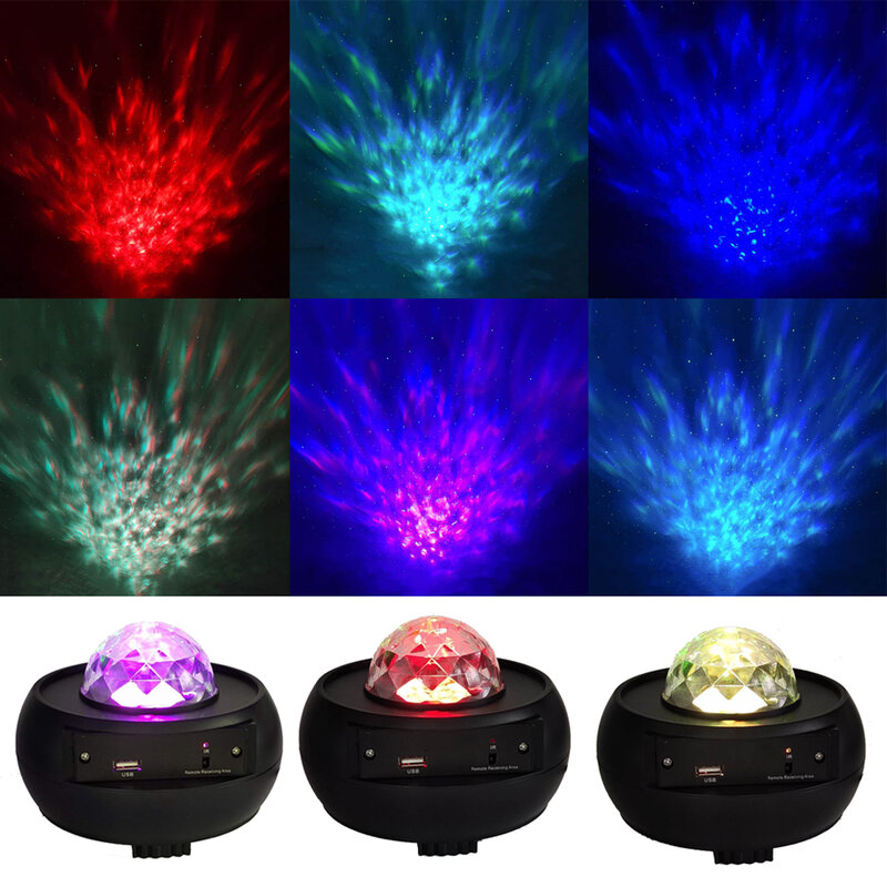 Romantic Colorful Starry Sky Ocean Projector Night Light Remote Control Ocean Wave Projection Lamp with BT Music Speaker