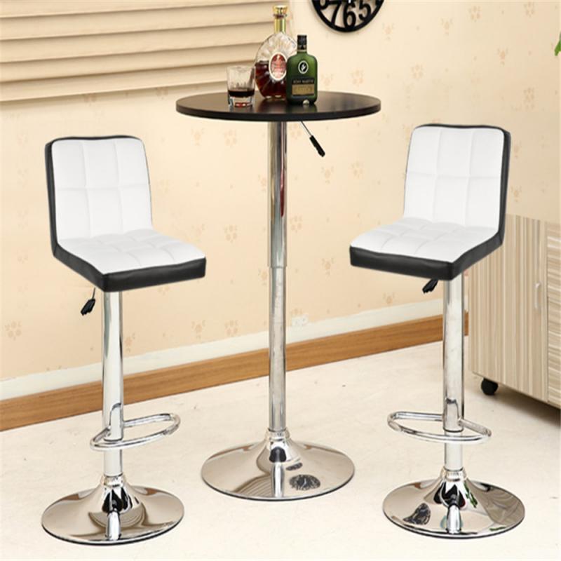 2PCS Fashion Swivel Bar Chairs Synthetic Rotating Bar Stool Lifting High Stool with Footrest Adjustable Silla for Home Decor HWC