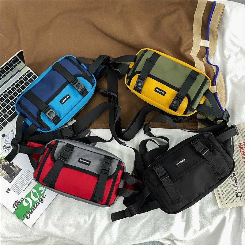 New Streetwear Strap Bag Men Shoulder Bags Nylon Waist Pack Sling Bag Crossbody Outdoor Sport Shoulder Chest Daily Messenger Bag