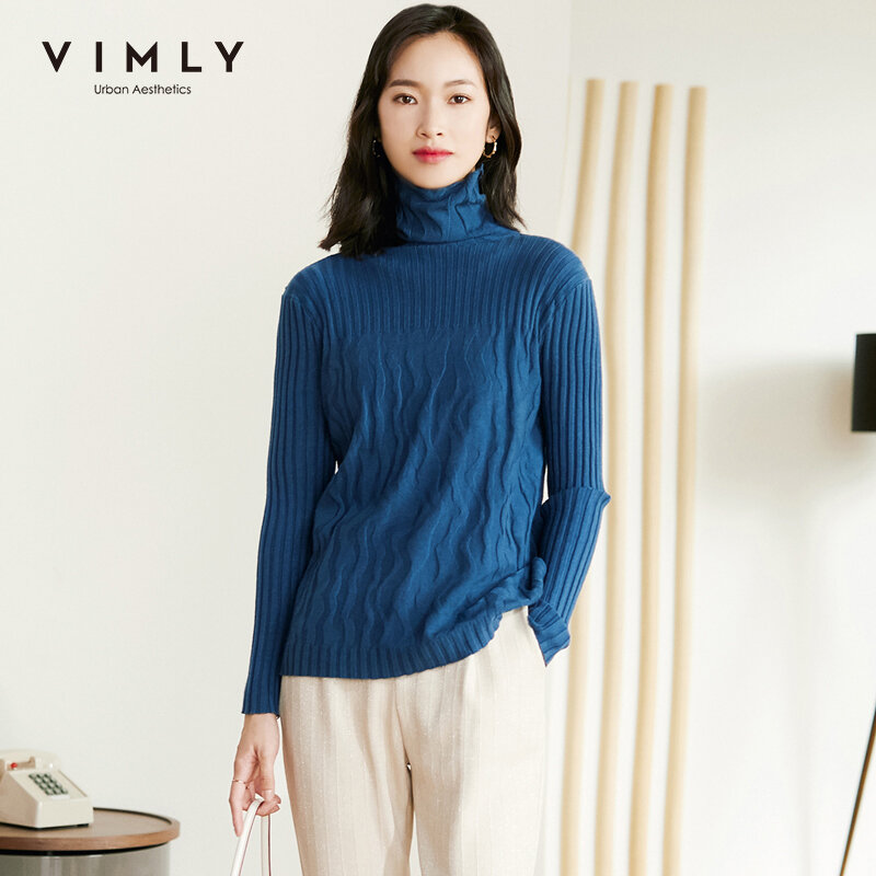 Vimly – pull tricoté à col roulé pour femme, vêtement chaud, résistant, à la mode, nouvelle collection automne hiver 2020, F2979