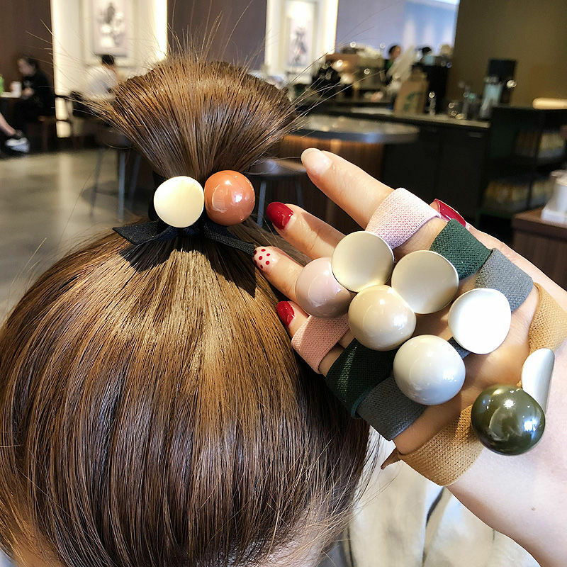 nueva de Corea cuerdas de pelo para mujeres gran banda de goma elástica de perlas de cristal para niñas accesorios de moda para el cabello 65 3 PCS 