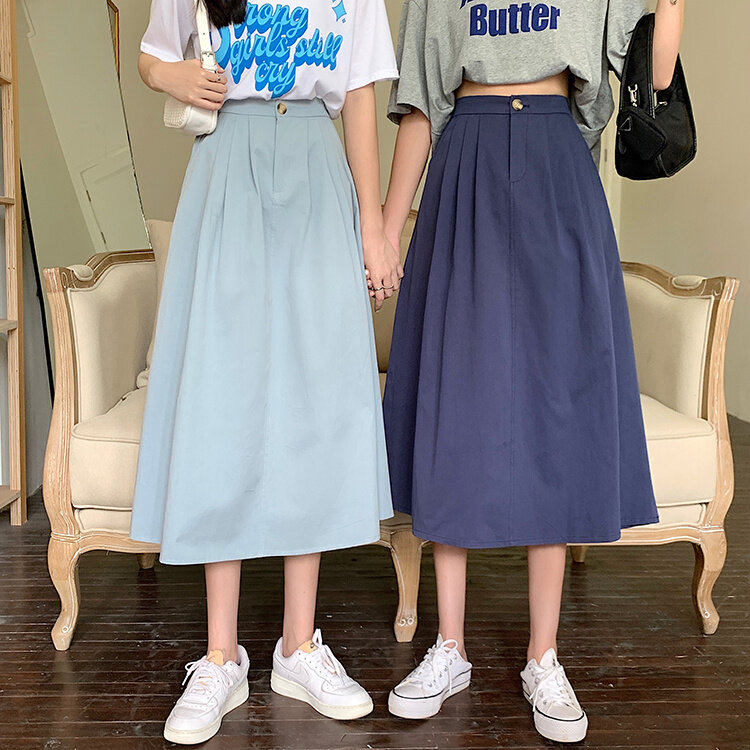 Feminino Chaqueta Skirt 2021 년 여름 여성용 New White Skirt 프렌치 우산 스커트 Chic Swing Skirt a 라인 스커트 Long