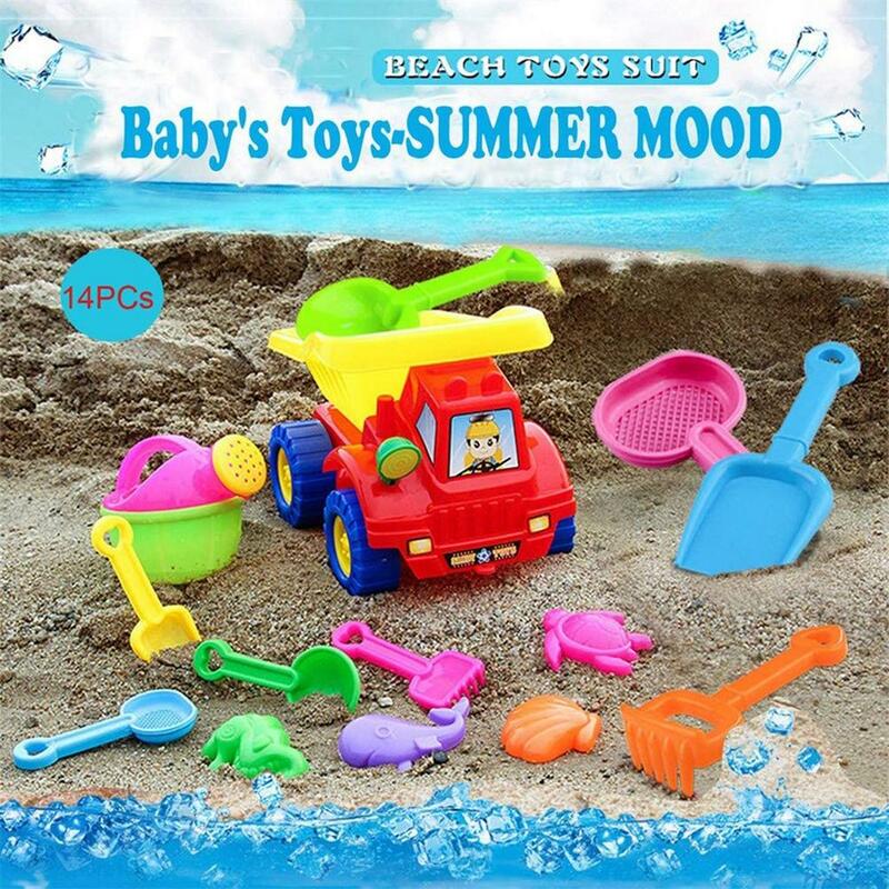 Winkey Toy for Baby Boys Girls 14pcs Beach Tools Set Sand Playing Toys Kids Fun Water Beach Seaside Tools Gifts