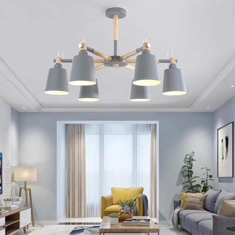 Candelabro de techo de Macaron para sala de estar, iluminación LED moderna, iluminación interior