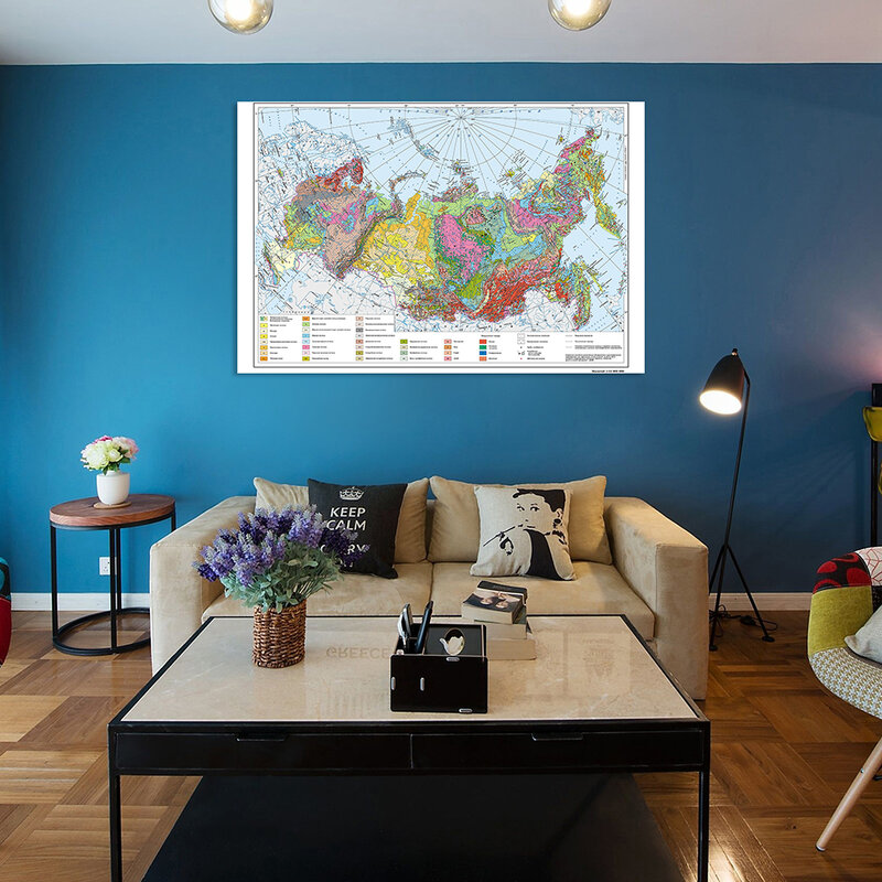 Mapa Geológico ruso de 90x60cm para niños, pintura en lienzo para pared, póster de arte, suministros de estudio, decoración del hogar para aulas