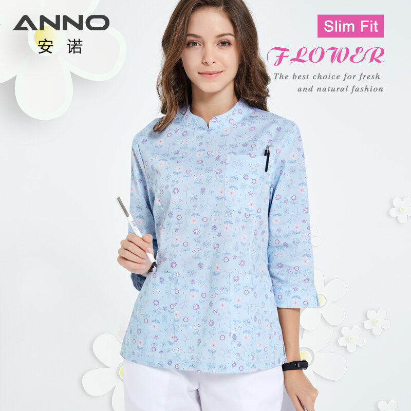 ANNO Hospital Staff Scrubs Three Quarters Sleeves Nursing Uniform for ...