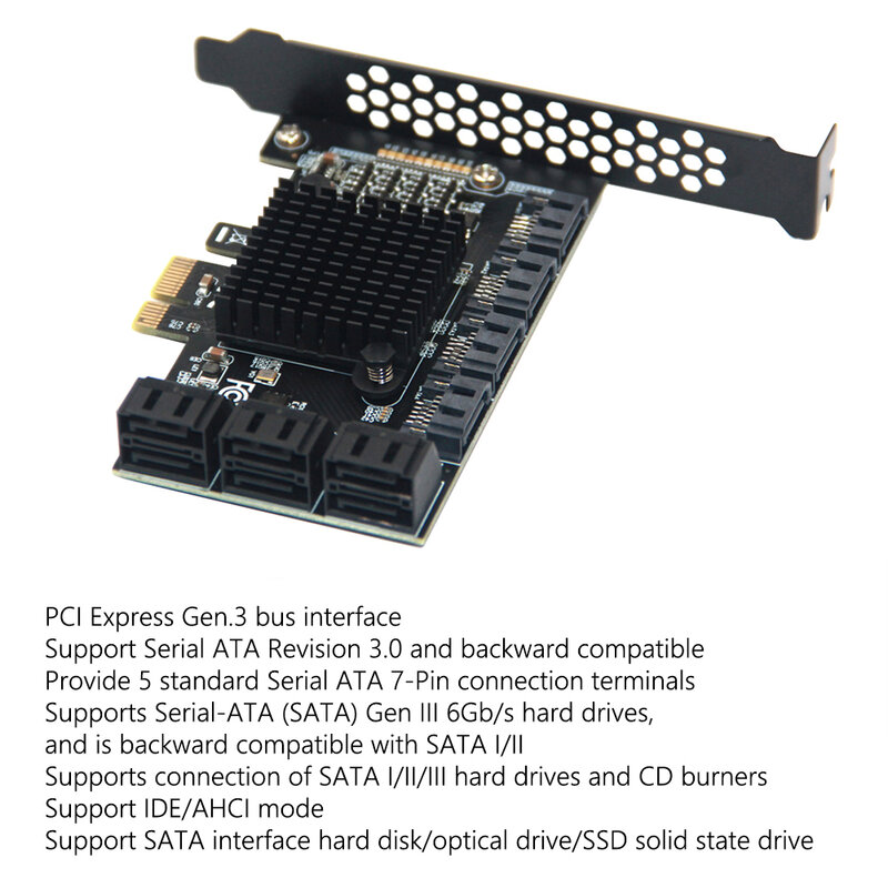SATA PCIE 1X Adapter 6/10 porty PCIE X 4/8/16 do SATA 3.0 6 Gbps interfejs szybkość Riser karta rozszerzeń na pulpit PC komputer