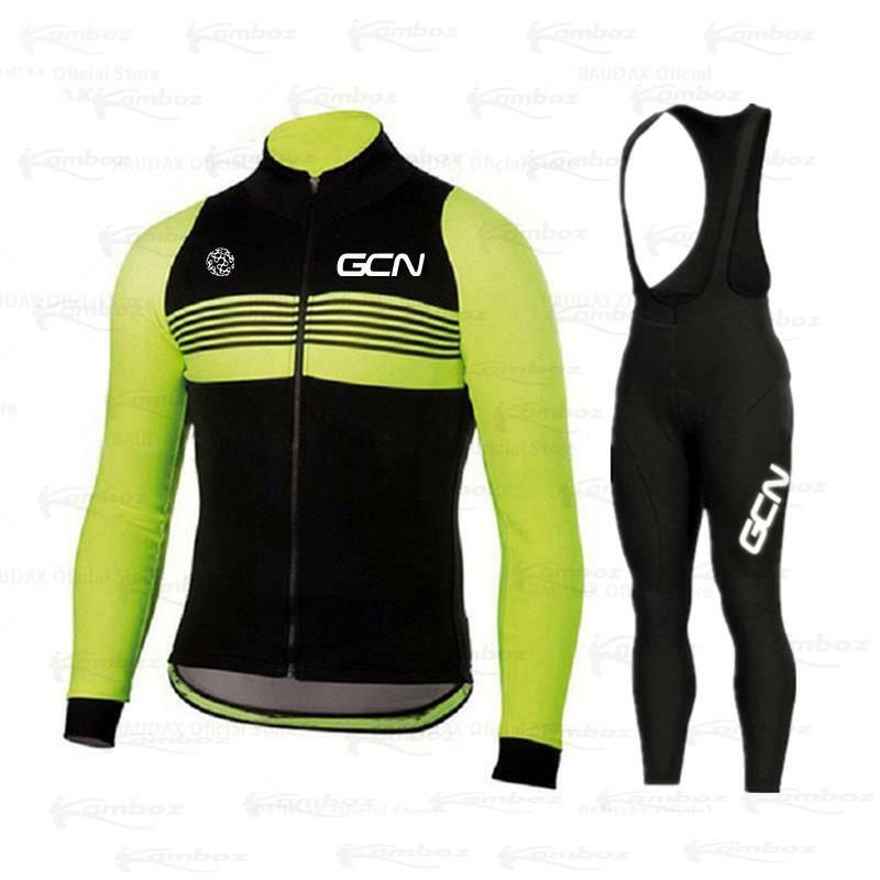 NEW 2021 GCN Men's Cycling Jersey Long sleeve set MTB Bike Clothing Maillot Ropa Ciclismo Hombre Bicycle Wear 19D GEL bib pants