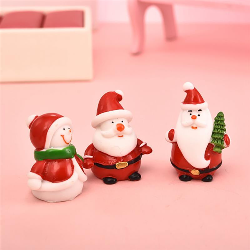 1-7pcs/set Miniature Christmas Tree Santa Claus Snowmen Terrarium Accessories Gift Box Fairy Garden Figurines Doll House Decor
