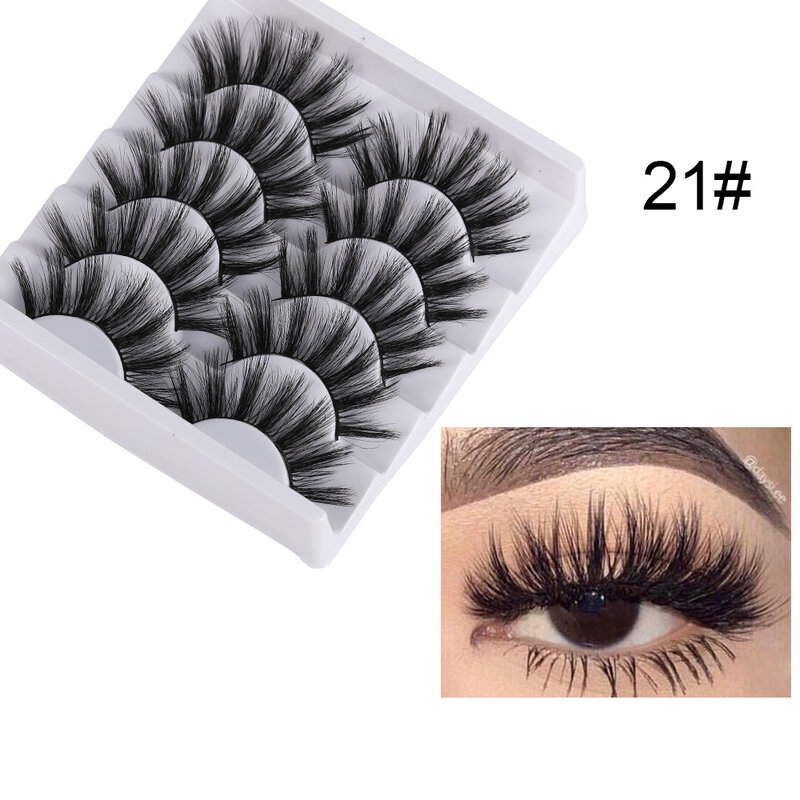 5 Pairs 3D/5D Lashes Faux Cils Mink Lashes False Eyelashes Full Volume Wispies Fluffy Lashes Extension Eye Makeup Tools Handmade