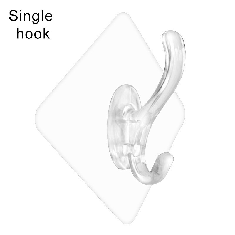 Transparent Adhesive Seamless Wall Hooks Strong Non Marking Sticking Hook Waterproof Oil-proof No Punching Hooks MD7