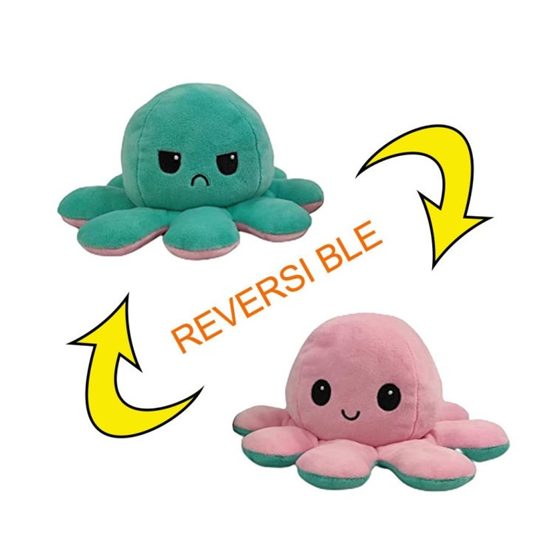 ตุ๊กตา Plush ย้อนกลับของเล่น Poulpe Retroflexion Octopu นุ่มด้านพลิกสองด้าน Funny Emotion ชีพจรตุ๊กตา Peluches Squishy