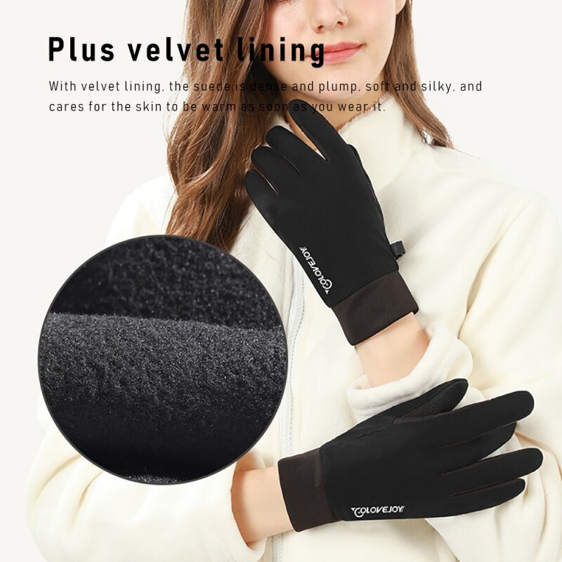Men'S And Women'S New Outdoor Riding Gloves Plus Velvet Warm And Cold Ski Sports Touch Screen Non-Slip Gloves