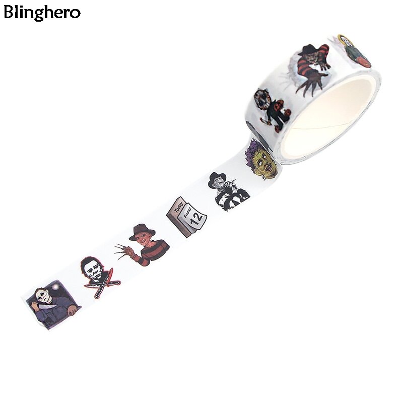Blinghero Four Cruel Killers 15mmX5m Michael Myers Washi Tape Horror Masking Tape Cartoon Adhesive Tapes Stickers Decal BH0144