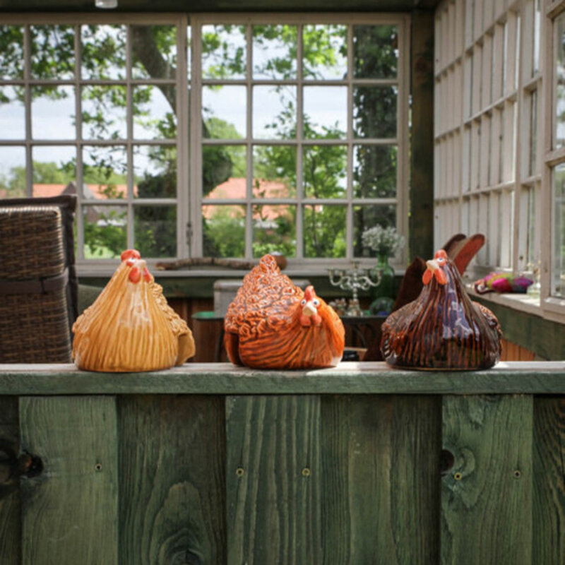 Statua di gallina ornamenti per animali sculture da giardino da collezione di animali da fattoria per scaletta da giardino accessori per la decorazione domestica Tuin