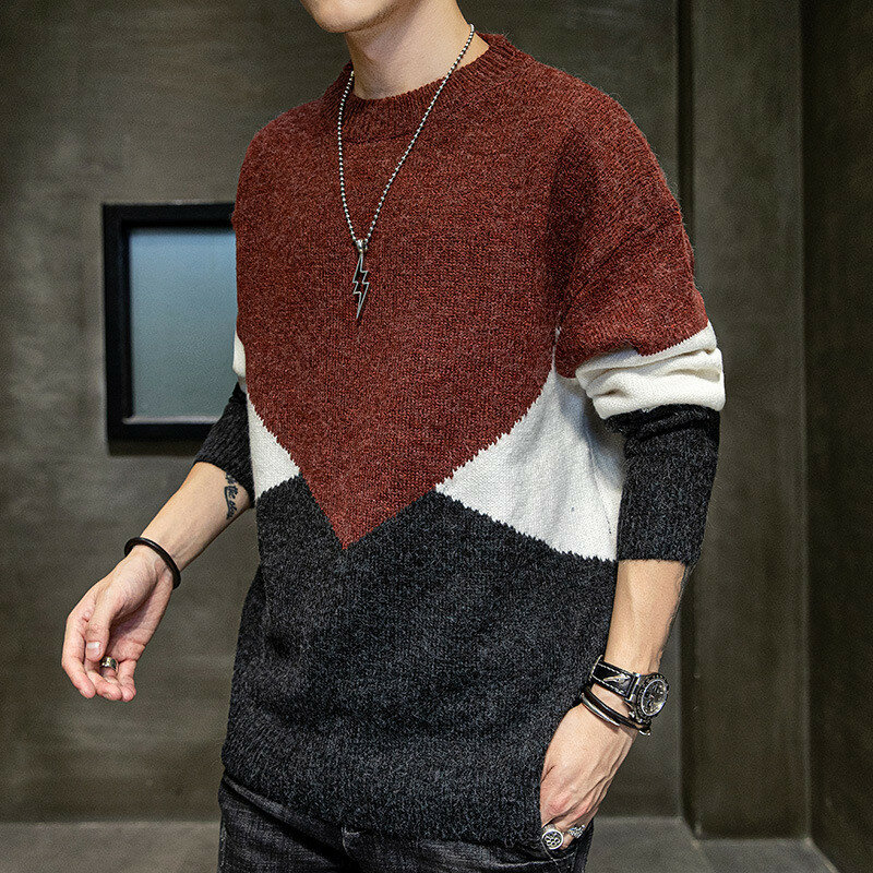 새로운 패션 남자 캐주얼 겨울 따뜻한 스웨터 Pullovers 남자 가을 패션 3D 기하학 소프트 스웨터 점퍼 남자 플러스 크기