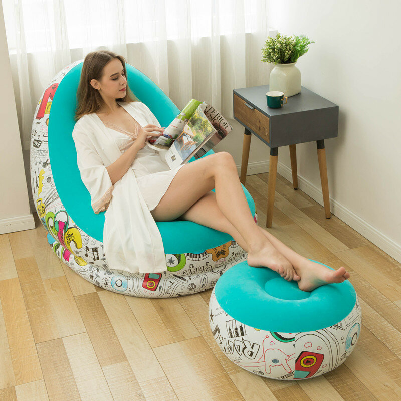 Canapé gonflable de loisirs, chaise et repose-pieds pliants d'extérieur, canapé paresseux pour salon chambre à coucher