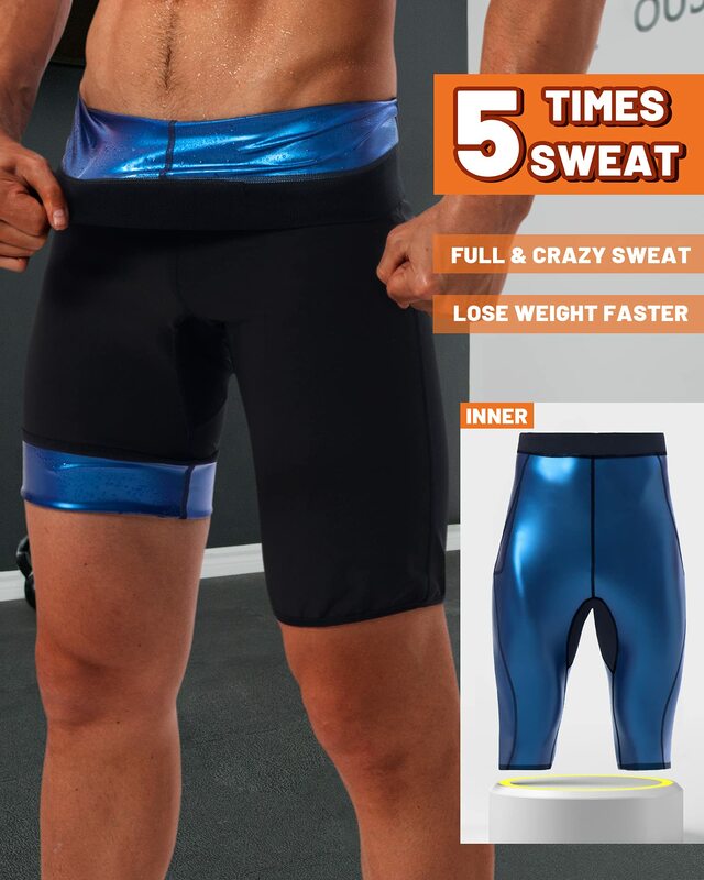 Men's Sauna Sweat Shorts Hot Fitness Capris Pants Exercise Leggings High Waist Thermo Workout Gym Short Pants Training Shorts