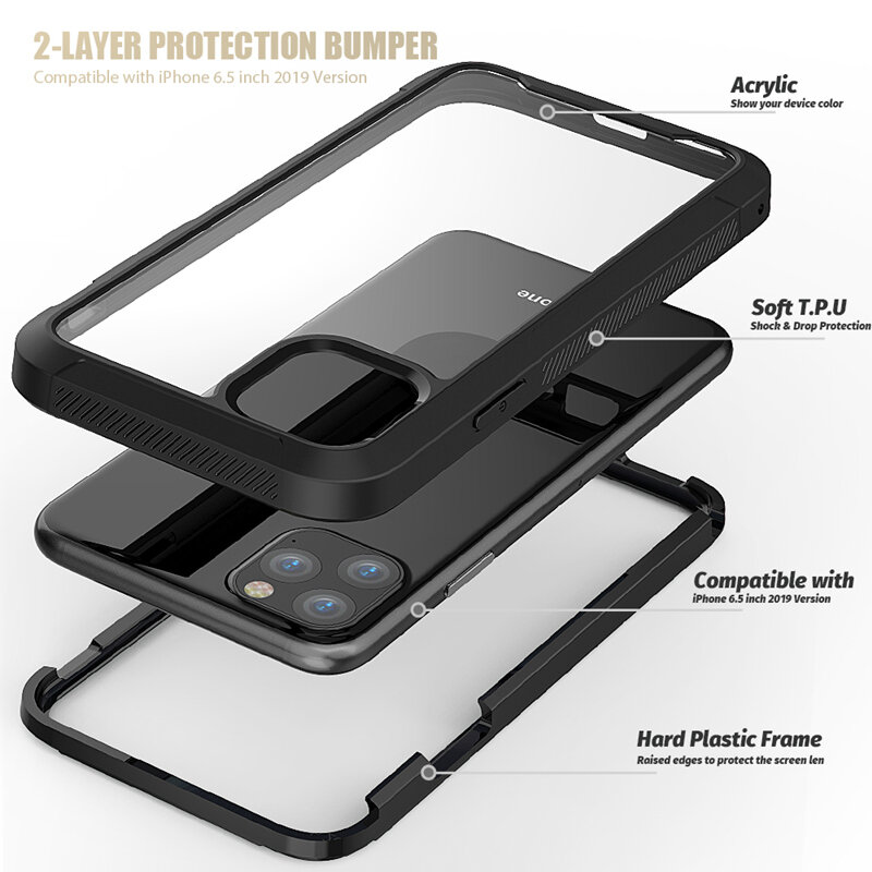 New Phone Case For iPhone 12 13 Transparent Shockproof Cover For iPhone 11 Pro Max XS MAX XR 8 7 Plus Luxury Armor PC TPU Cases