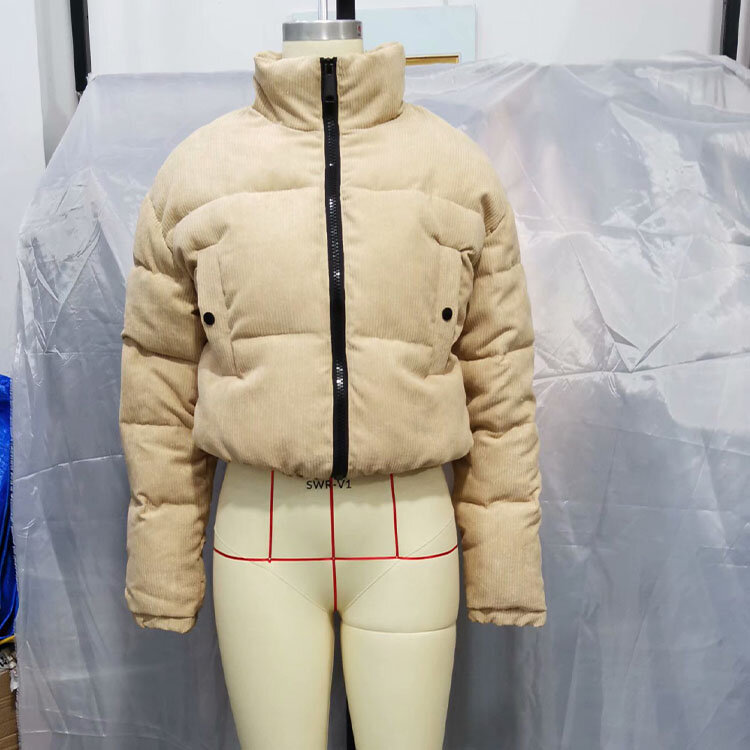 2021 herbst Und Winter Neue Casual Frauen Tragen Lange Sleeve Zipper Tasche Verziert Cord Baumwolle Jacke