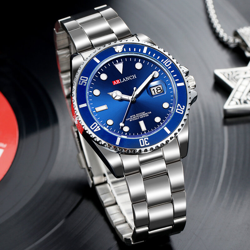 Relógio de pulso esportivo masculino quartzo, relógio de marca de luxo impermeável com data e 30m, 2020