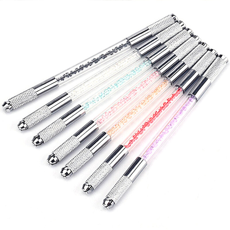 1PC Microblading Handles Flat and Round Needle Blade Tebori Pen Microblading Holder Double Head Eyebrow Embroidery Hand Tool