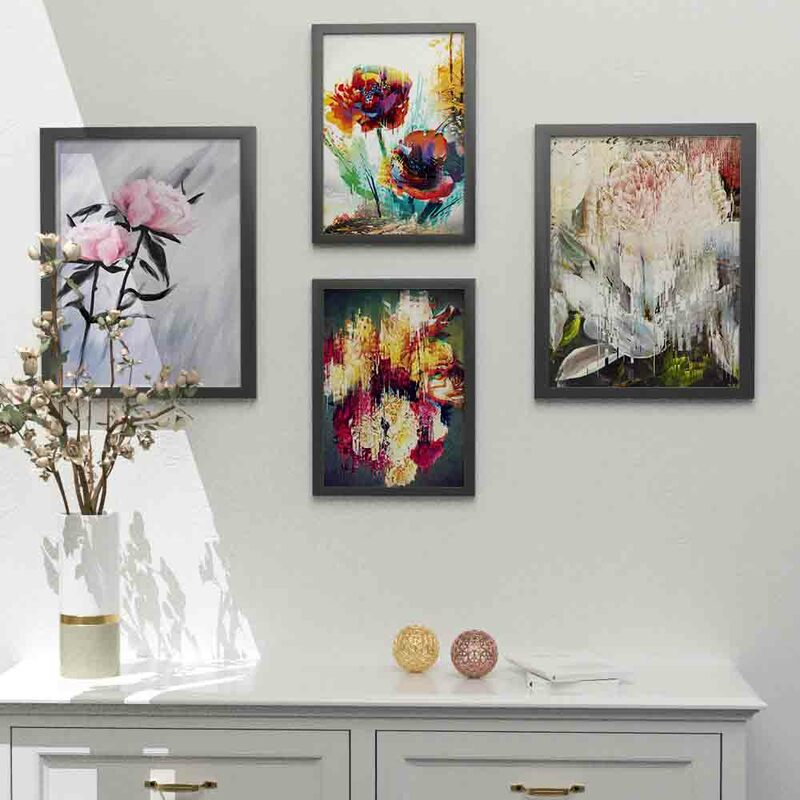 Pintura al óleo de planta nórdica, lienzo de arte abstracto de flor de vida tranquila, sala de estar, pasillo, oficina, decoración del hogar, mural