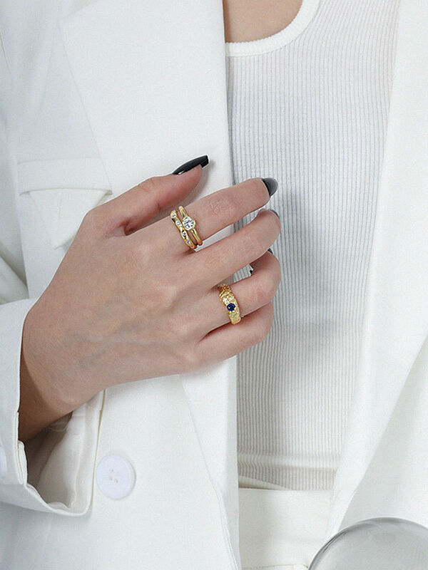 S'STEEL srebro 925 koreański mniejszości projekt Zirconite tekstury otwarcie Resizable prezenty dla kobiet pierścień Party Fine Jewelry