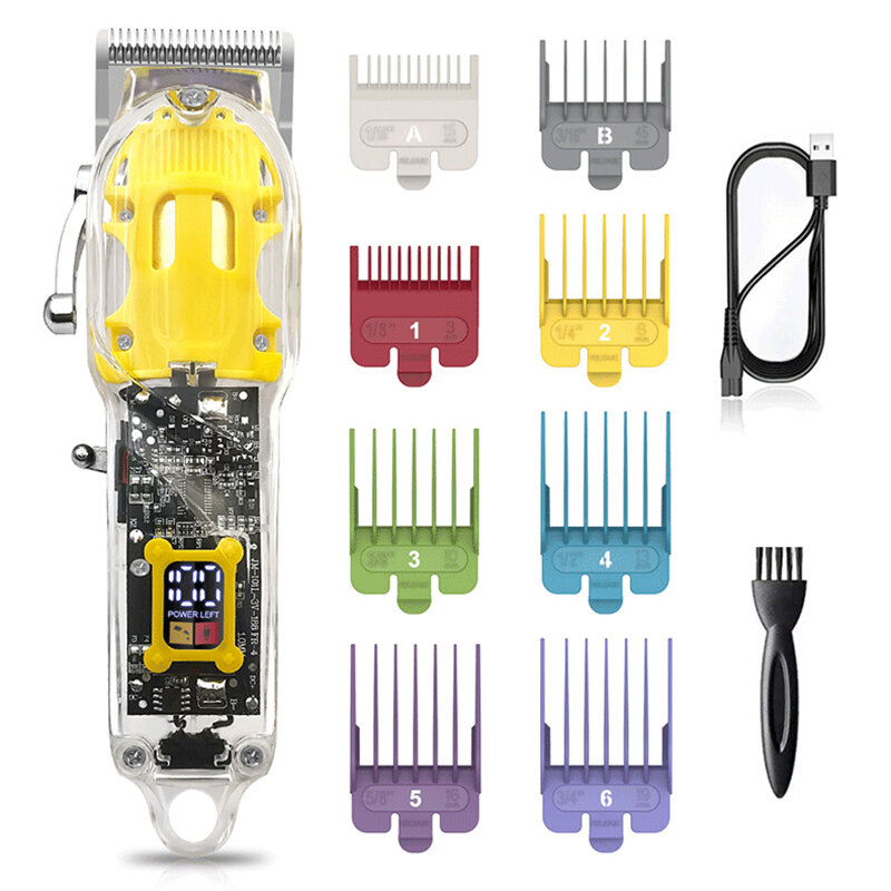 Surker-cortadora de pelo profesional recargable, maquinilla de afeitar con pantalla LCD, potente cortadora de pelo, barbero