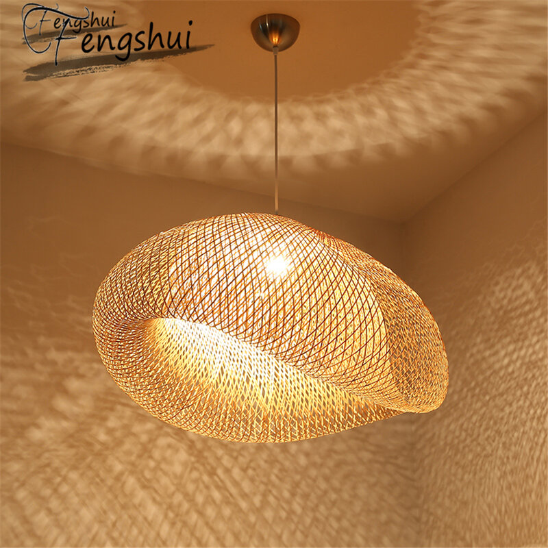 Art moderne pendentif lumières bambou lampe Restaurant hôtel rotin pendentif lampe pour salon suspendu cuisine lampe luminaires