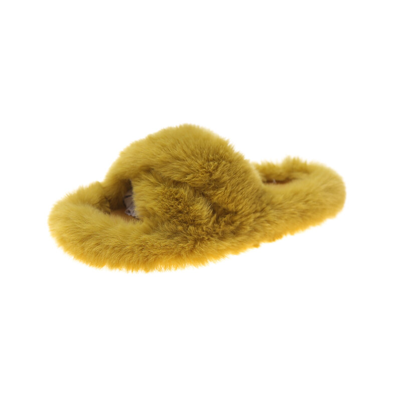 Winter Women Home Cotton  Slippers Furry Warm Faux Fur 2021 Female Fashion Cozy Houes Floor Slip on Woman Flats Shoes