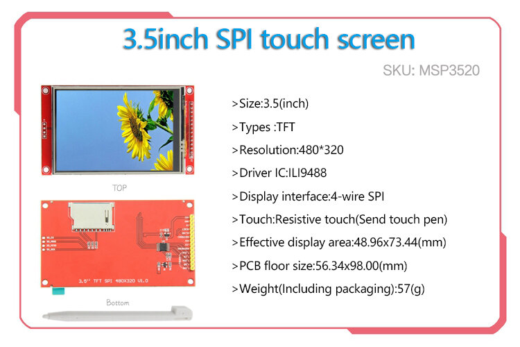 Porta seriale SPI seriesctouch 2.2/2.4/2.8/3.2/3.5/4.0 pollici modulo schermo LCD TFT per scheda di sviluppo stm32