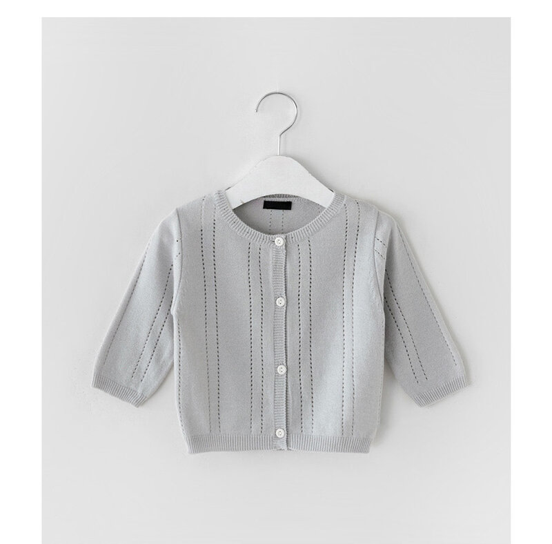 Cárdigan de algodón suave y transpirable para bebés y niños, chaqueta fina de punto con protector solar, Color sólido, novedad de verano 2021