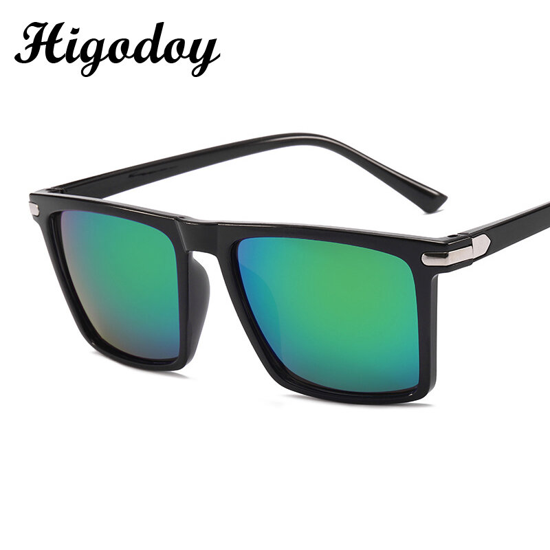 Higodoy Kacamata Hitam Persegi Pria Fashion untuk Wanita Kacamata Hitam Berkendara Pria Retro Antik Plastik Perlindungan Kacamata Hitam UV400