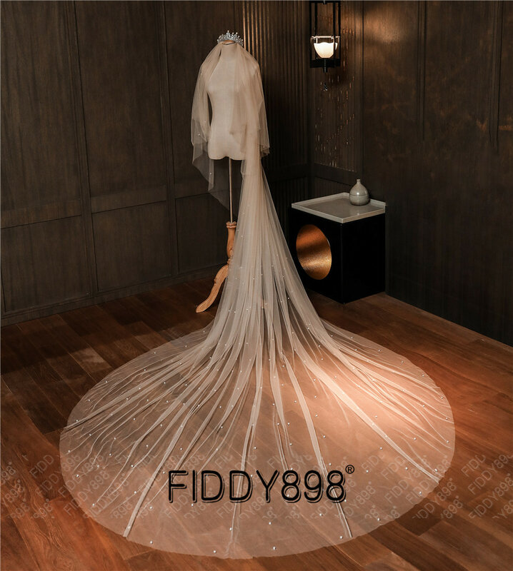 Pearls Wedding Veil Long 2020 Elegant Bridal Veils with Comb Bride Wedding Accessories voile mariage