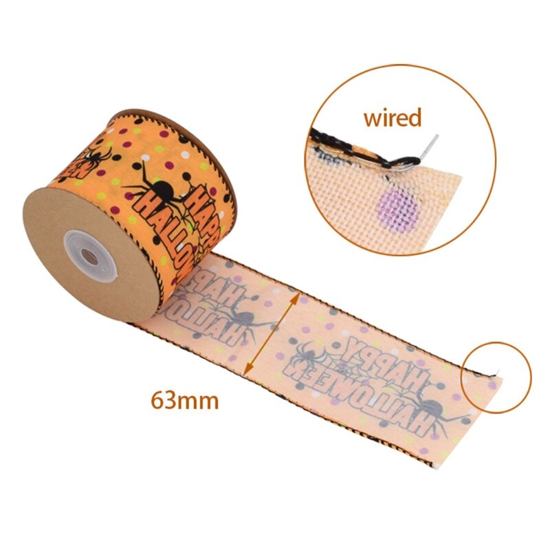 Tejer grogrén (ligamento tafetán cinta impresa listón de Halloween cinta de poliéster para Halloween de calabaza decoración tela para costura DIY L41B