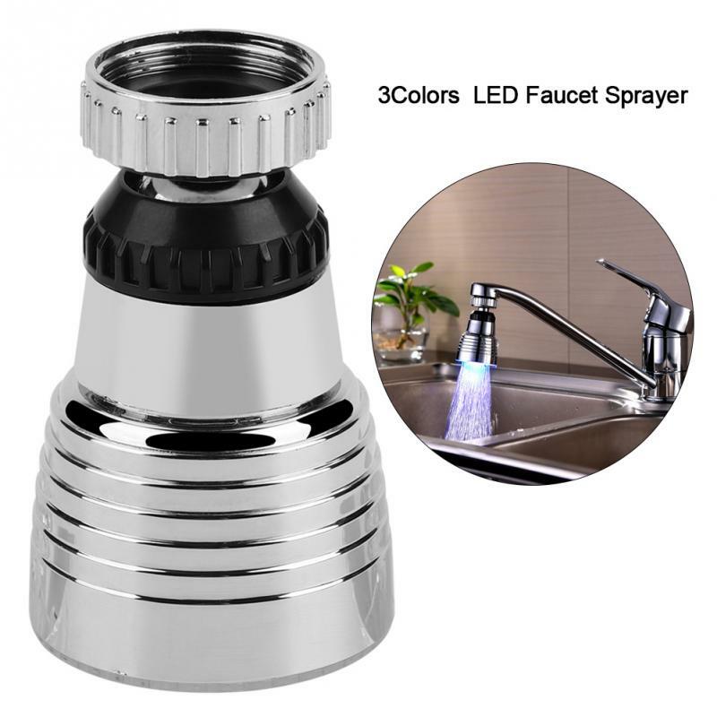 360 grad Rotation Temperatur Sensor Licht Wasserhahn für Küche und Bad Farbige LED Wasserhahn Sprayer Küche Wasserhahn