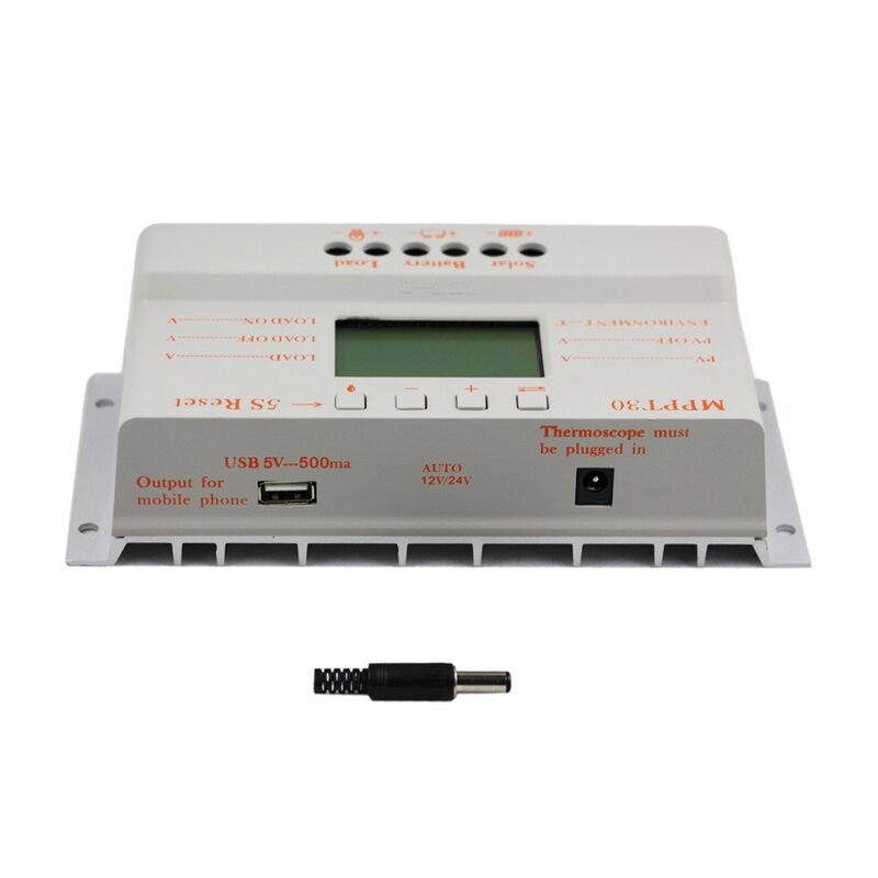 Contrôleur de Charge MPPT 30A LCD 12V 24V, interrupteur automatique, contrôleur de panneau solaire, avec affichage, lumière de Charge et minuterie
