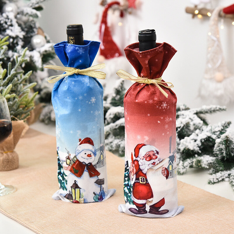 Decorações para garrafa de vinho feliz natal, capa para natal para casa 2020, ornamento de natal, decoração de ano novo, presentes de natal navidad2015