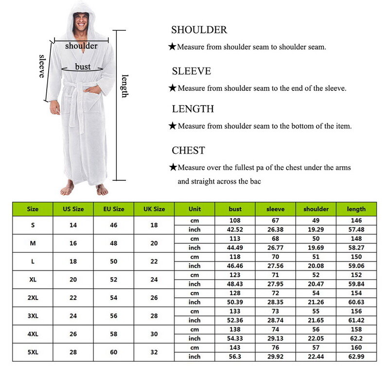 Winter Bathrobe Men Flannel Hooded Thick Casual Winter Autumn Long Kimono Robe Warm Home Sleepwear Bath Robe Pajama Nightgown