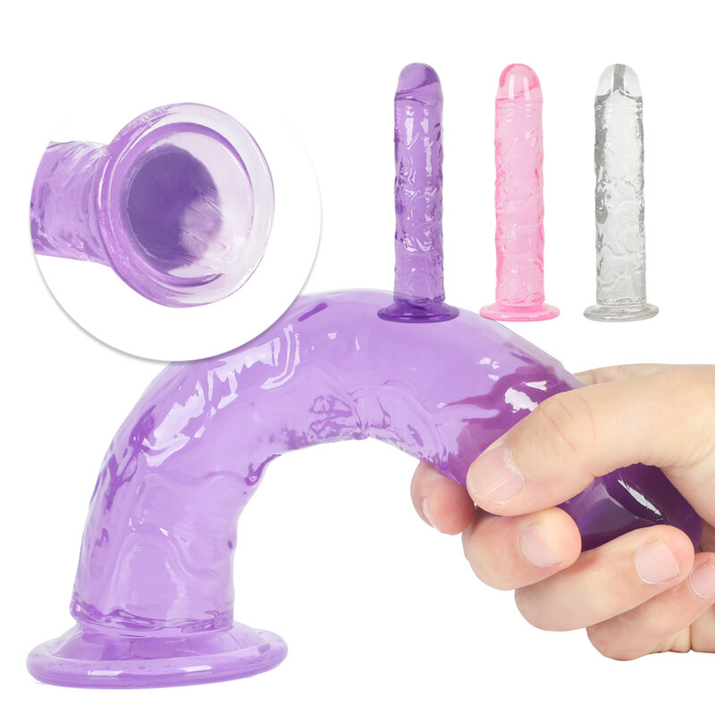 Brinquedo sexual feminino, dildo realista de gelatina macia, com ventosa, para uso adulto, sem vibrador