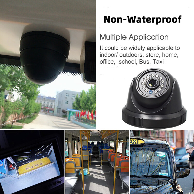 Kamera autobusowa 12V-32V 4Pin/złącze AV semiphhere kamera z 12 lampa IR do monitora samochodowego wewnętrzna kopuła/ciężarówka/Van CMOS 480TVL