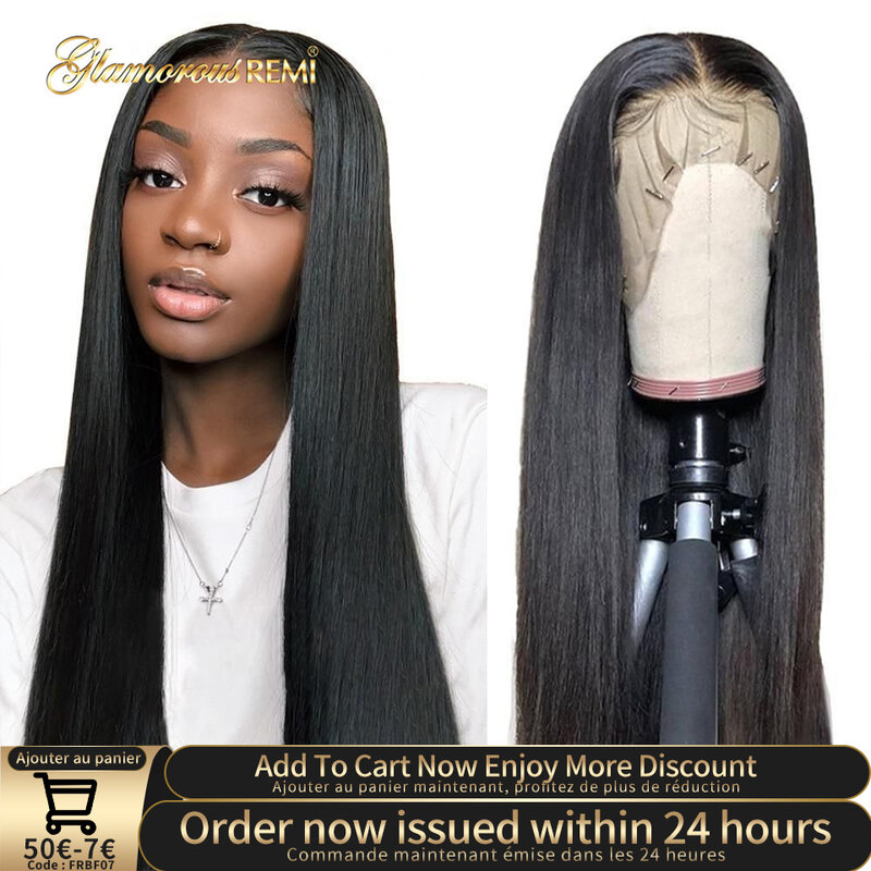Straight Human Hair Wigs For Women Natural Color Brazilian Straight Lace Front Human Hair Wigs Preplucked HD Lace Frontal Wig