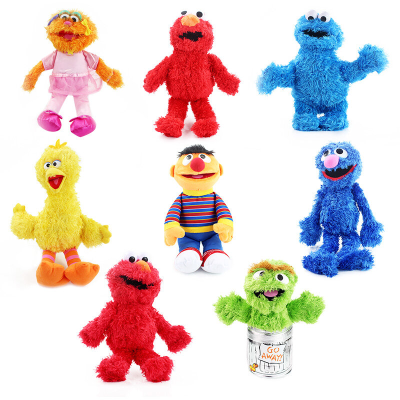 27-40cm Sesame Street Elmo Cookiemonster Oscar  Grover Zoe Ernie Big Bird MR SUNFFLEUPAGUS Stuffed Plush Toy Doll Children Gift