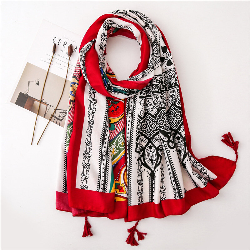 Шарф с цветочным узором пейсли, женская теплая Модная шаль, пляжный шарф для путешествий, Женский на осень